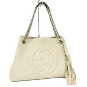 GUCCI Soho Tote Bag Interlocking GG Leather White